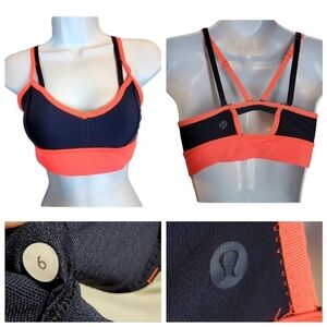Lululemon Flip Your Dog Bra Sports Bra Navy Blue Coral Size 6‎